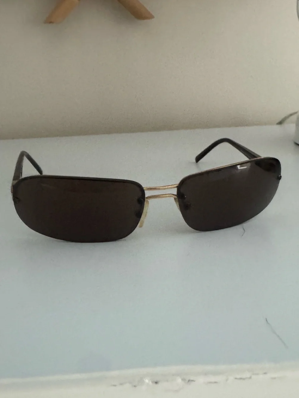 Prada Gold Frame Brown Lens Sunglasses with Case